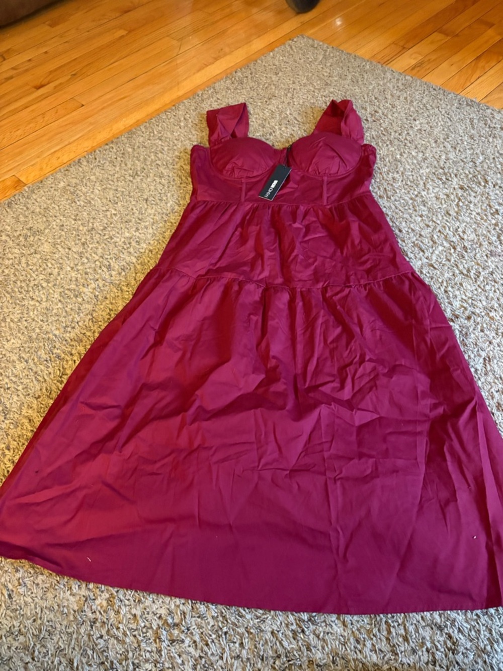 Fashion Nova Burgundy Midi Dress